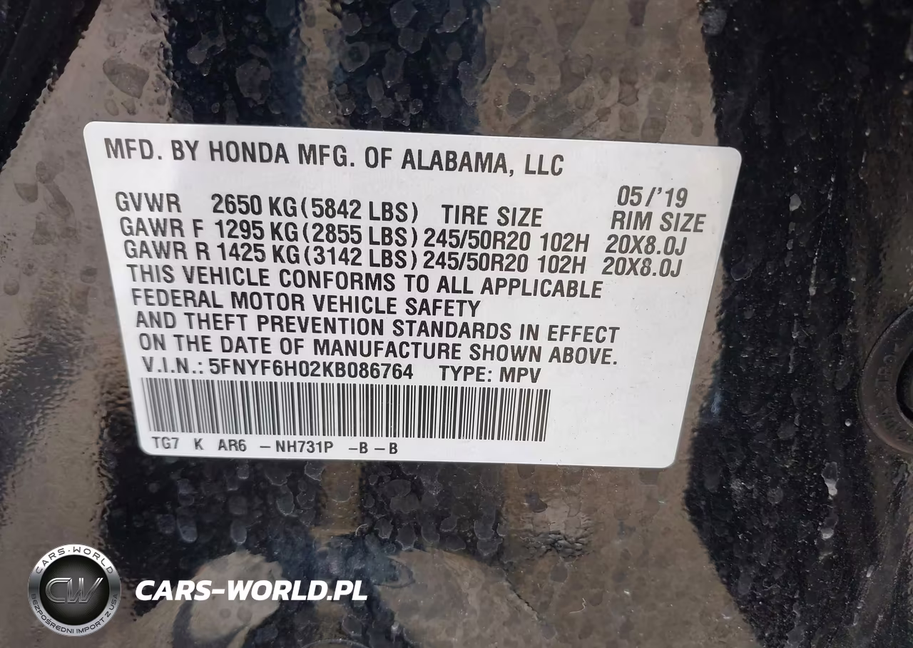 2019 Honda Pilot Elite VIN:5FNYF6H02KB086764 - 9