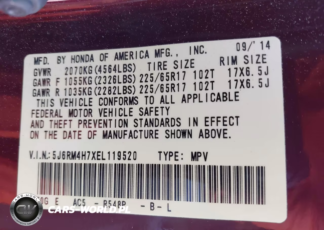 2014 Honda Cr-V Ex-L VIN:5J6RM4H7XEL119520 - 9