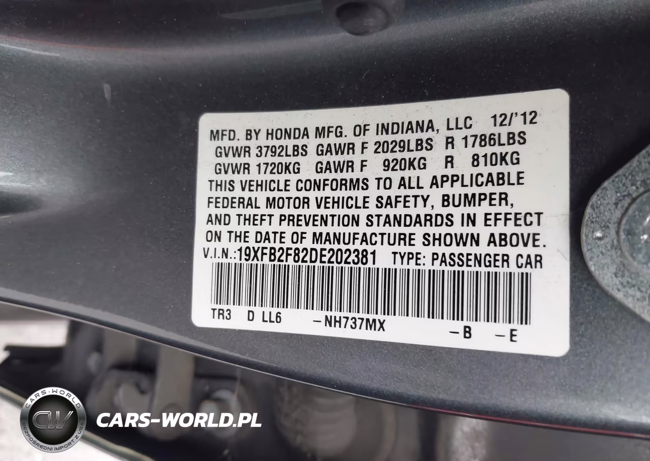 2013 Honda Civic Ex VIN:19XFB2F82DE202381 - 9