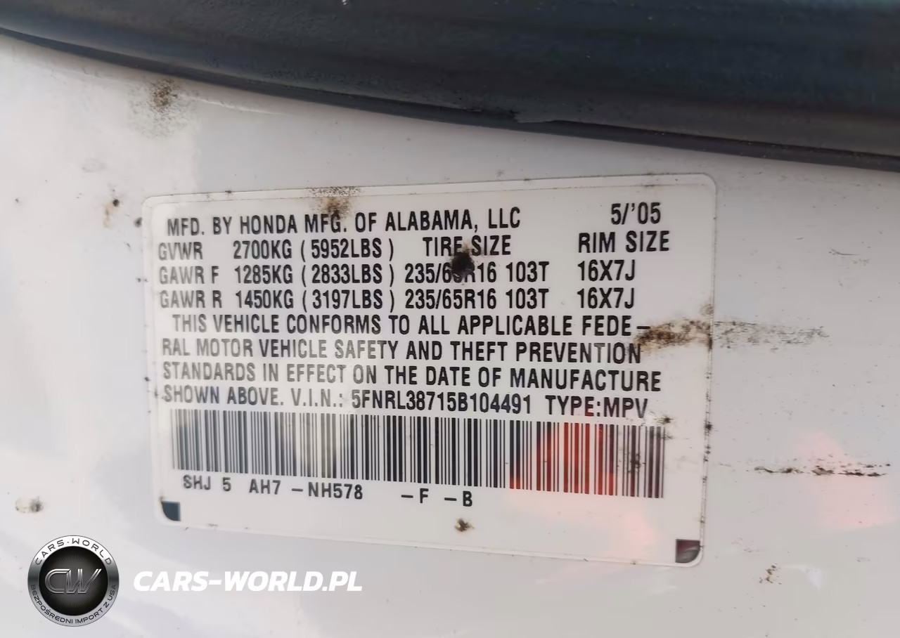 2005 Honda Odyssey Ex-L VIN:5FNRL38715B104491 - 9