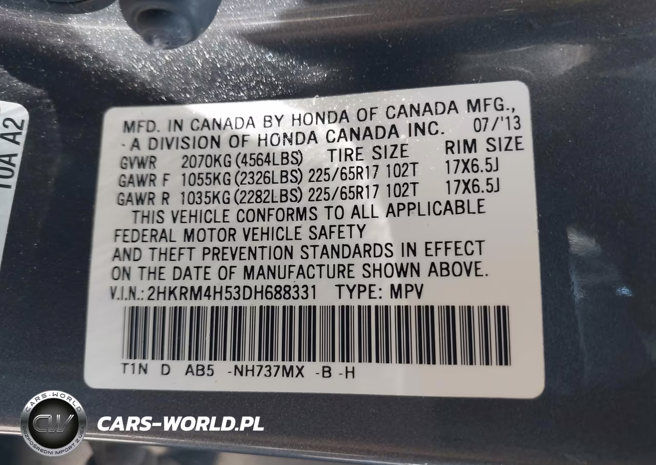 2013 Honda Cr-V Ex VIN:2HKRM4H53DH688331 - 9