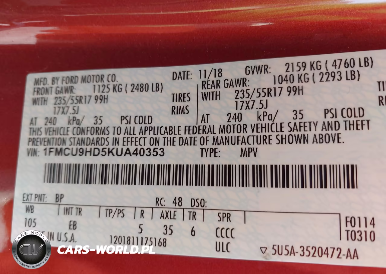 2019 Ford Escape Sel VIN:1FMCU9HD5KUA40353 - 9