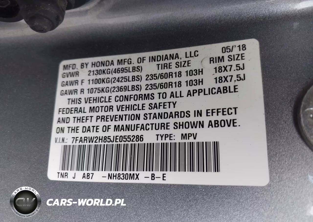2018 Honda Cr-V Ex-L-Ex-L Navi VIN:7FARW2H85JE055286 - 9