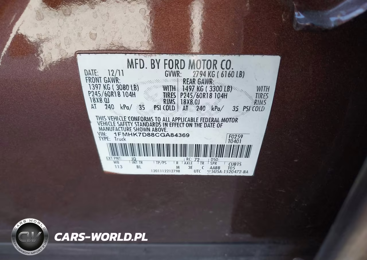 2012 Ford Explorer Xlt VIN:1FMHK7D88CGA84369 - 9