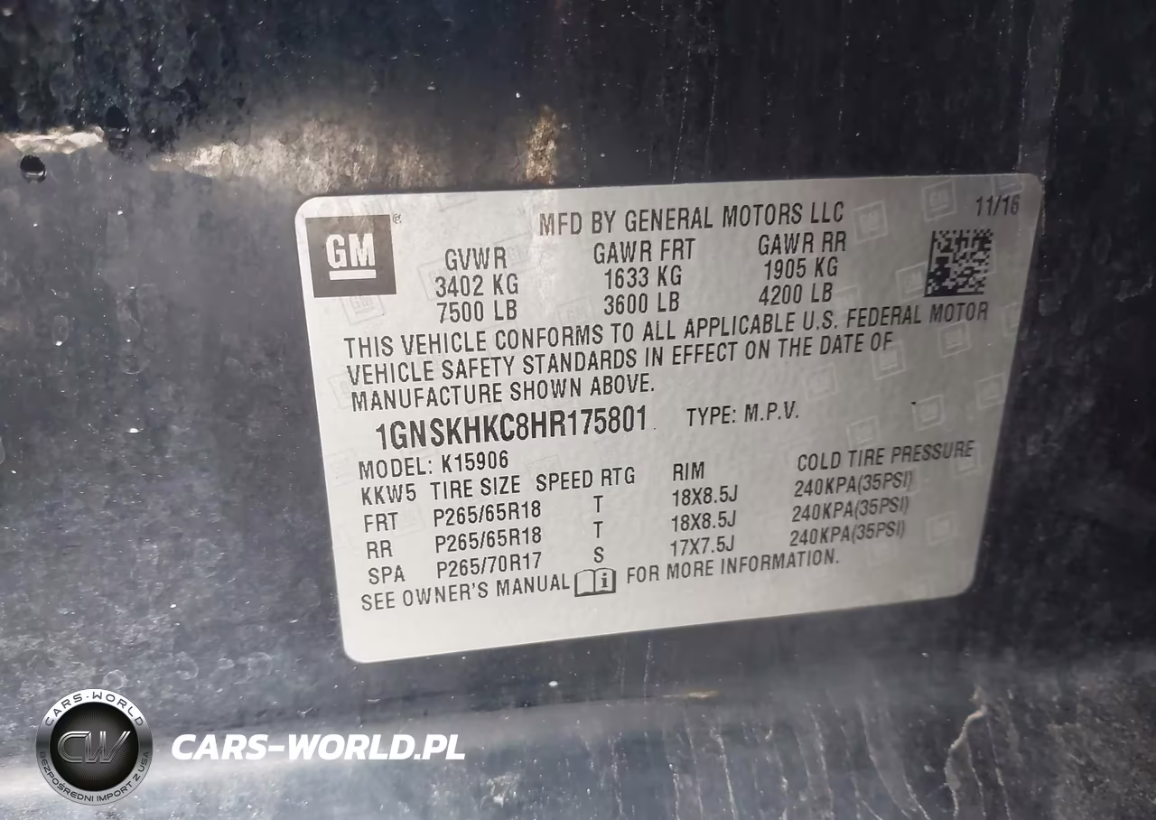 2017 Chevrolet Suburban Lt VIN:1GNSKHKC8HR175801 - 9
