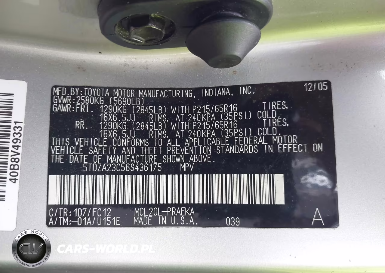 2006 Toyota Sienna Le VIN:5TDZA23C56S436175 - 9