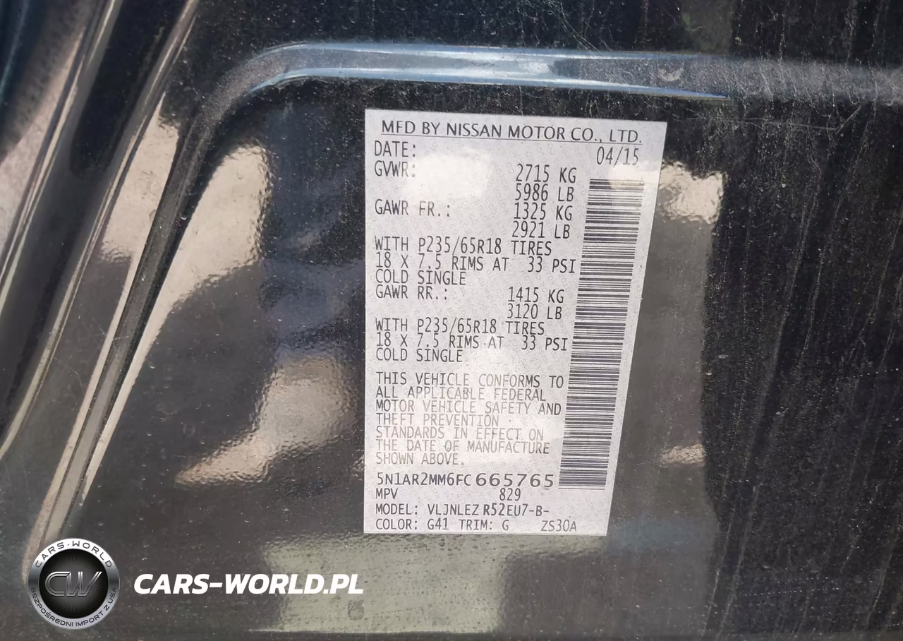 2015 Nissan Pathfinder Platinum-S-Sl-Sv VIN:5N1AR2MM6FC665765 - 9