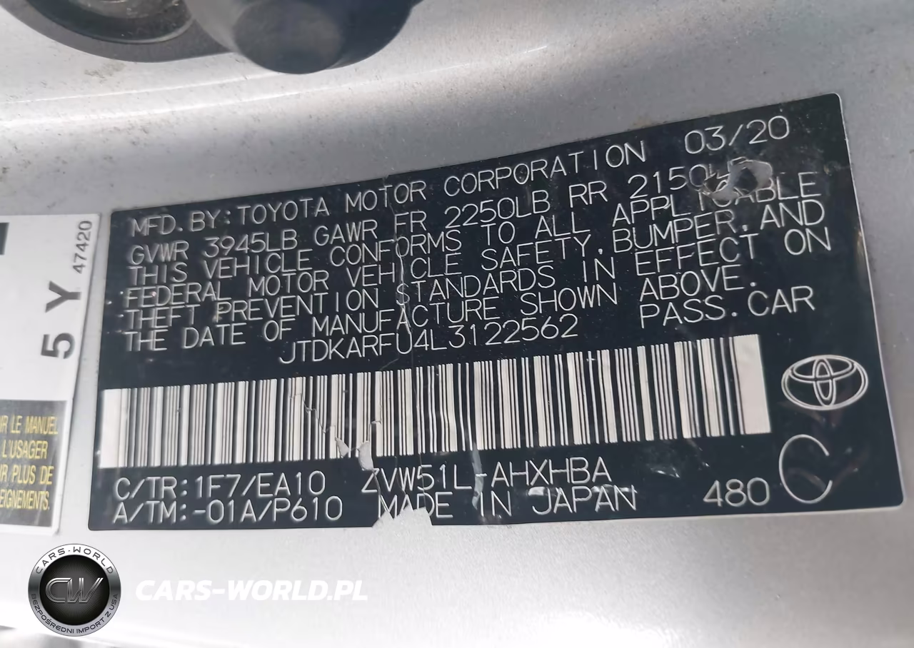 2020 Toyota Prius Xle VIN:JTDKARFU4L3122562 - 9
