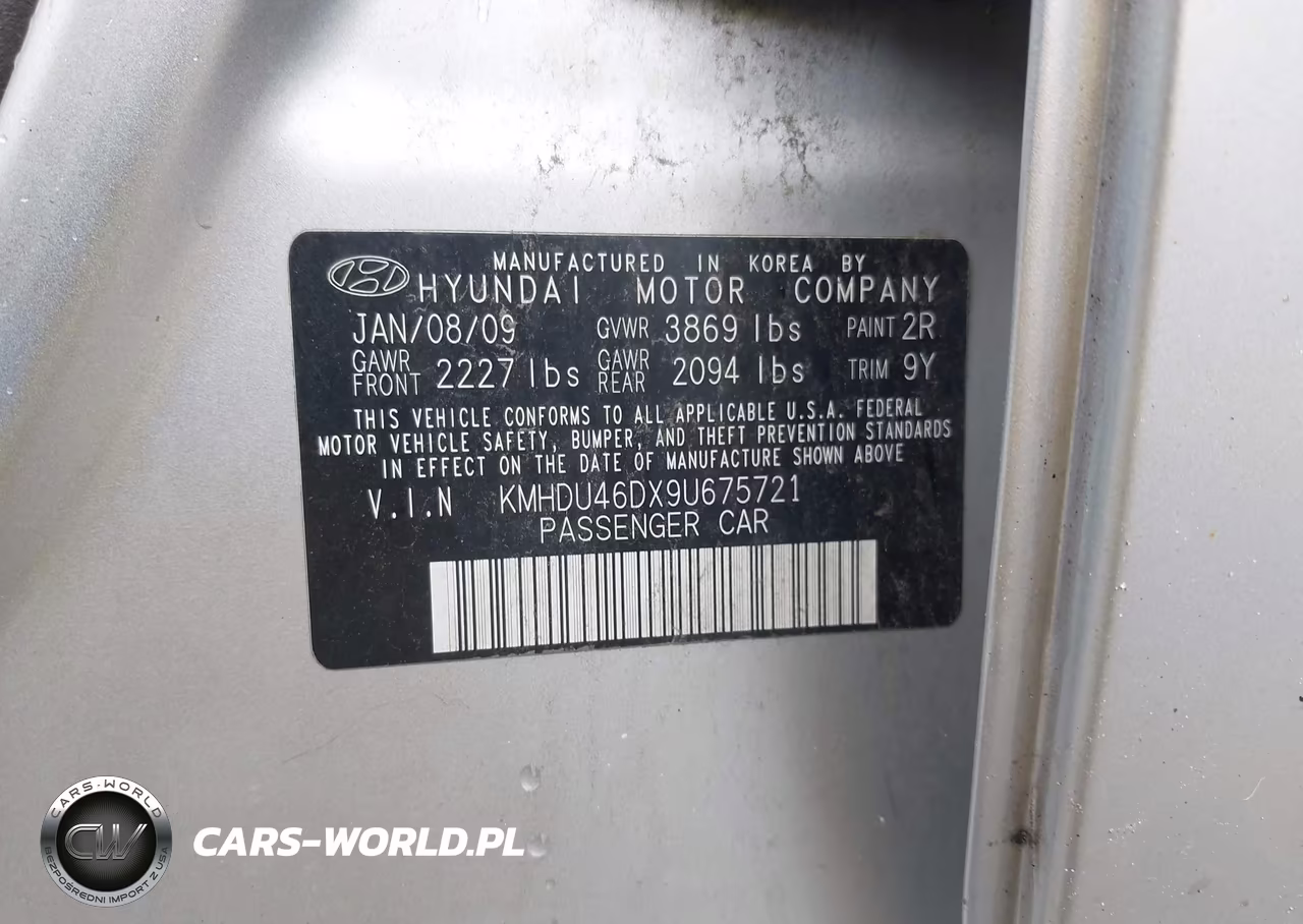 2009 Hyundai Elantra Gls VIN:KMHDU46DX9U675721 - 9