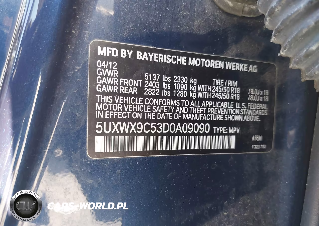 2013 BMW X3 xDrive28I VIN:5UXWX9C53D0A09090 - 9