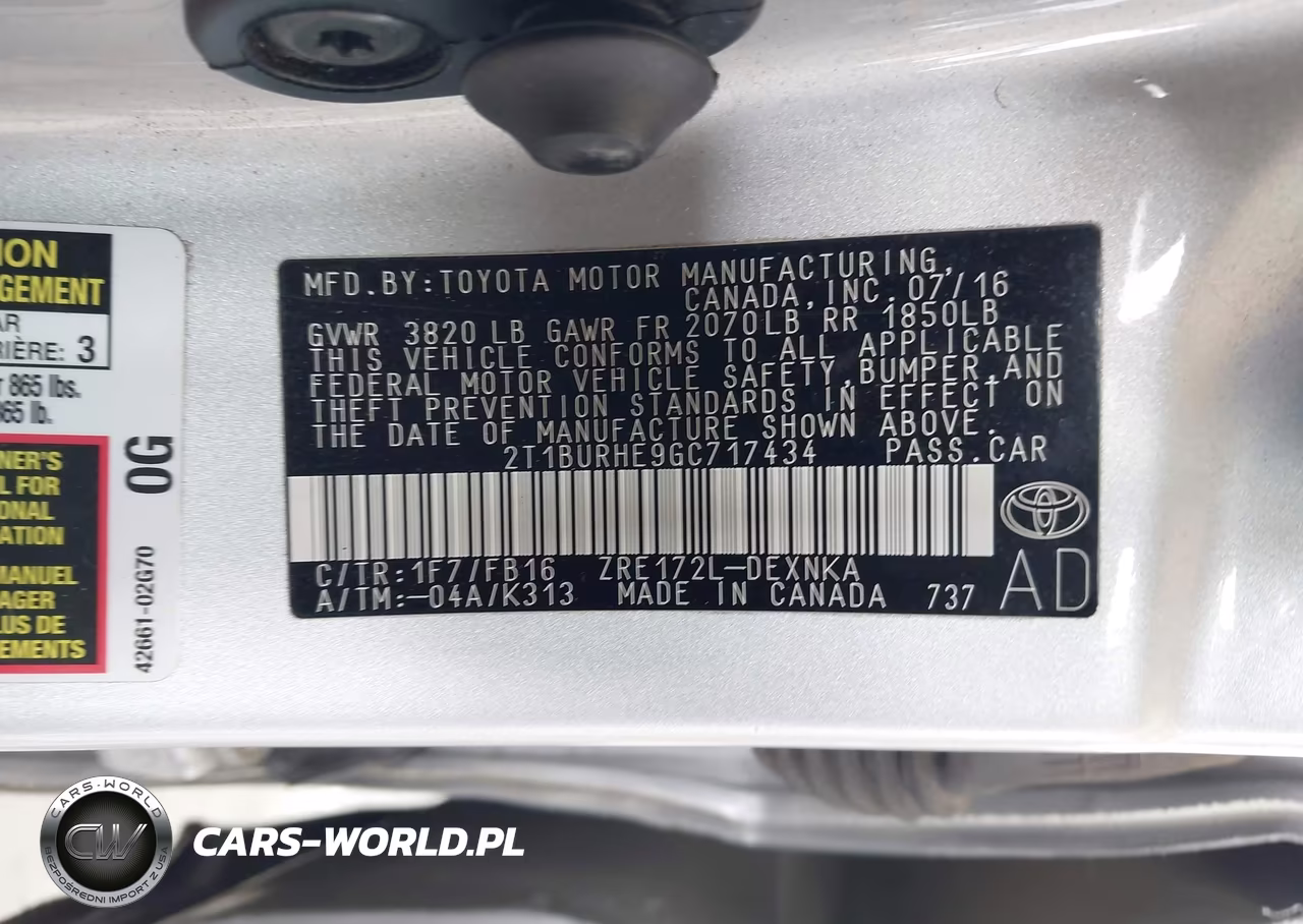 2016 Toyota Corolla Le VIN:2T1BURHE9GC717434 - 9