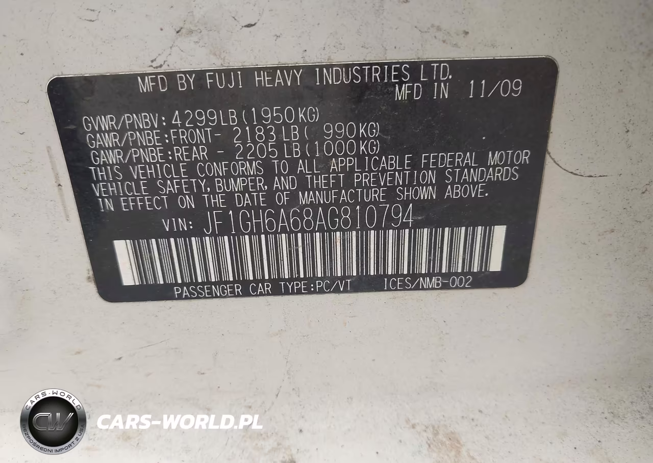 2010 Subaru Impreza 2.5I VIN:JF1GH6A68AG810794 - 9