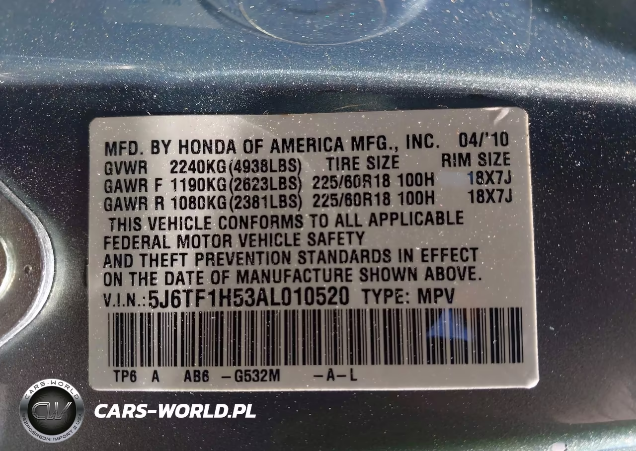 2010 Honda Accord Crosstour Ex-L VIN:5J6TF1H53AL010520 - 9