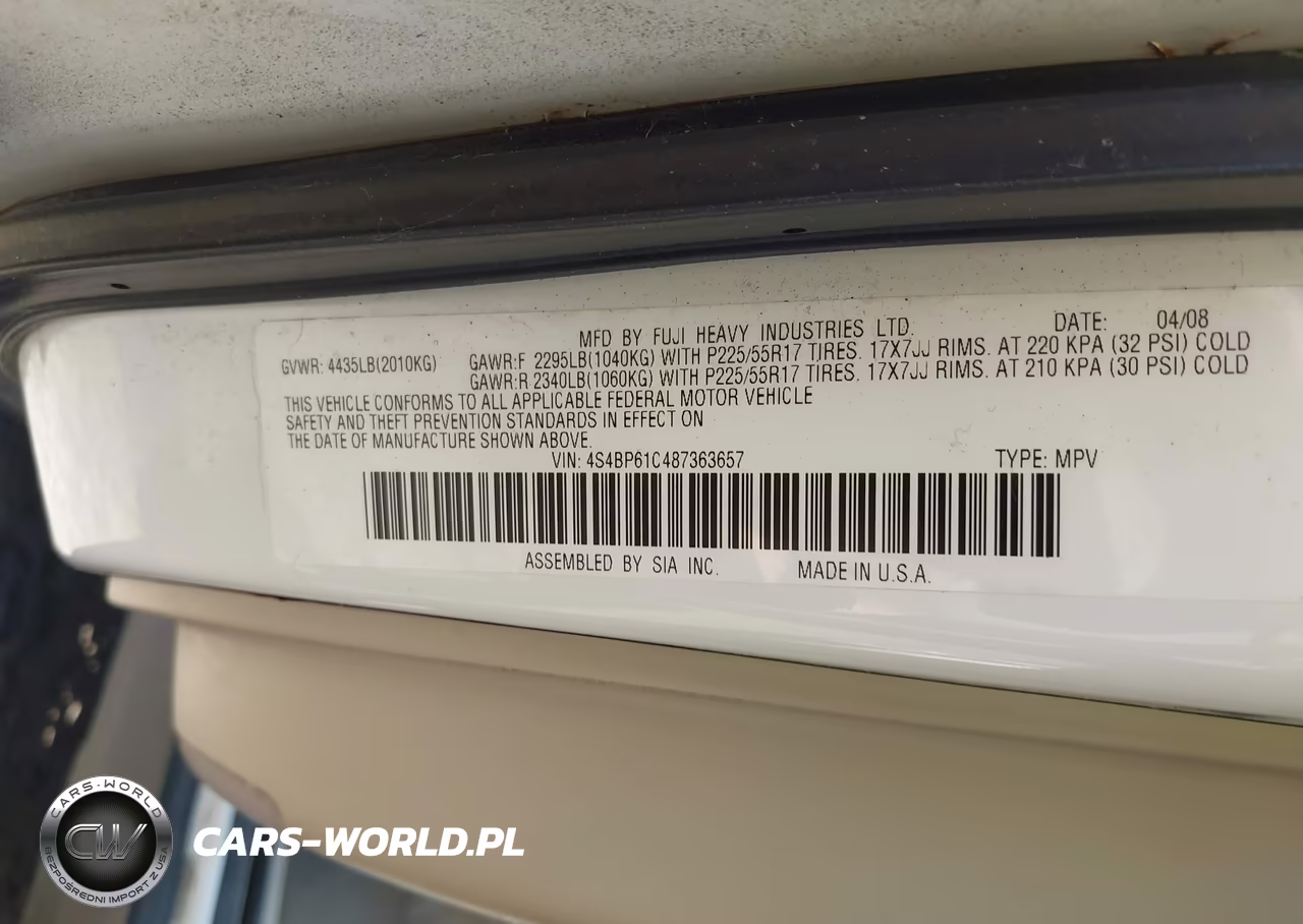 2008 Subaru Outback (Natl) 2.5I L.l. Bean Edition-I VIN:4S4BP61C487363657 - 9