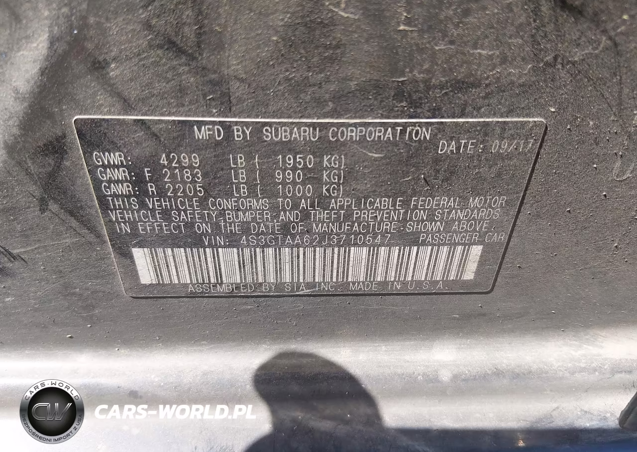 2018 Subaru Impreza 2.0I VIN:4S3GTAA62J3710547 - 9