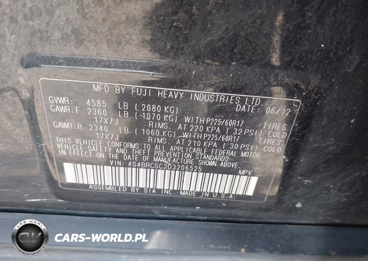 2013 Subaru Outback 2.5I Limited VIN:4S4BRCSC2D3206525 - 9