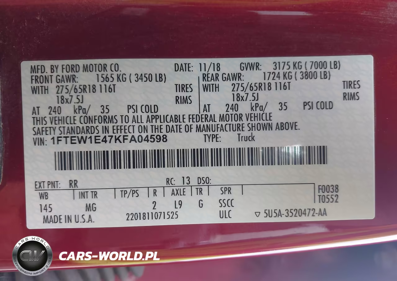 2019 Ford F-150 Xlt VIN:1FTEW1E47KFA04598 - 9