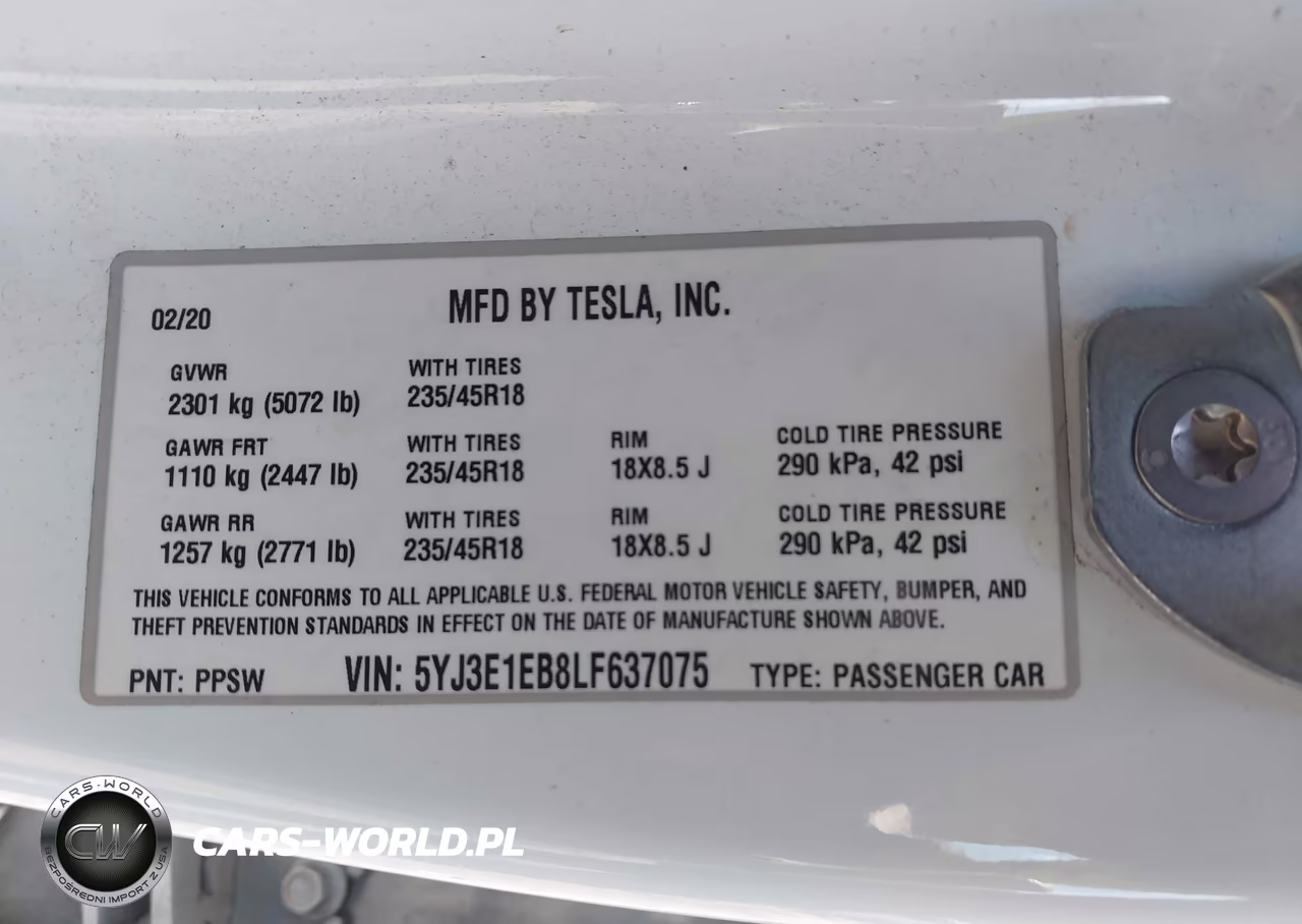 2020 Tesla Model 3 Long Range Dual Motor All-Wheel Drive VIN:5YJ3E1EB8LF637075 - 9