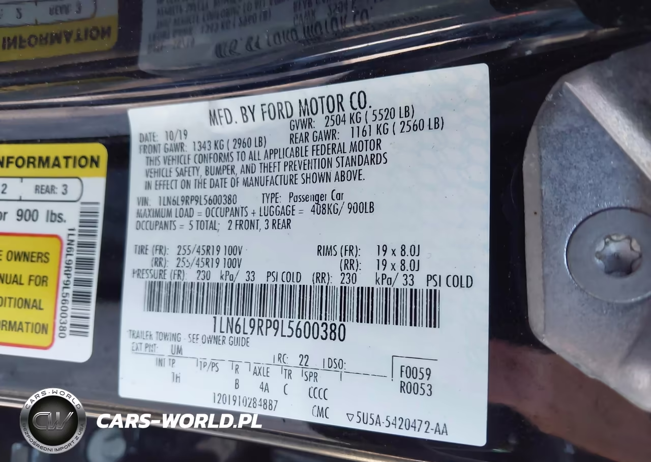 2020 Lincoln Continental Reserve VIN:1LN6L9RP9L5600380 - 9
