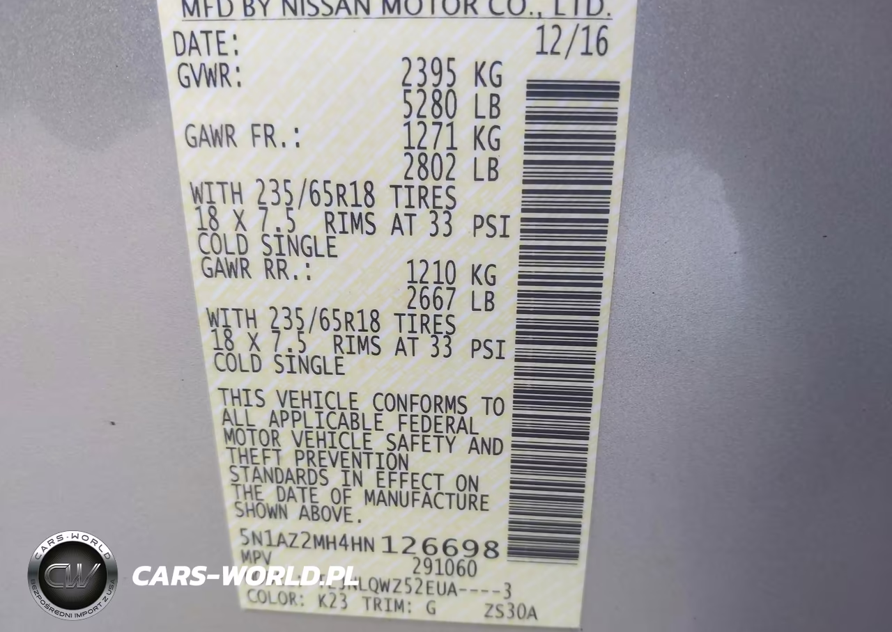 2017 Nissan Murano Sv VIN:5N1AZ2MH4HN126698 - 9