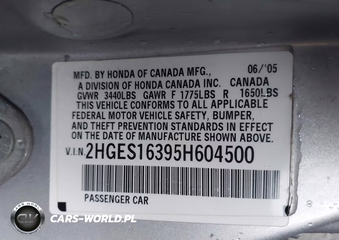2005 Honda Civic Vp VIN:2HGES16395H604500 - 9