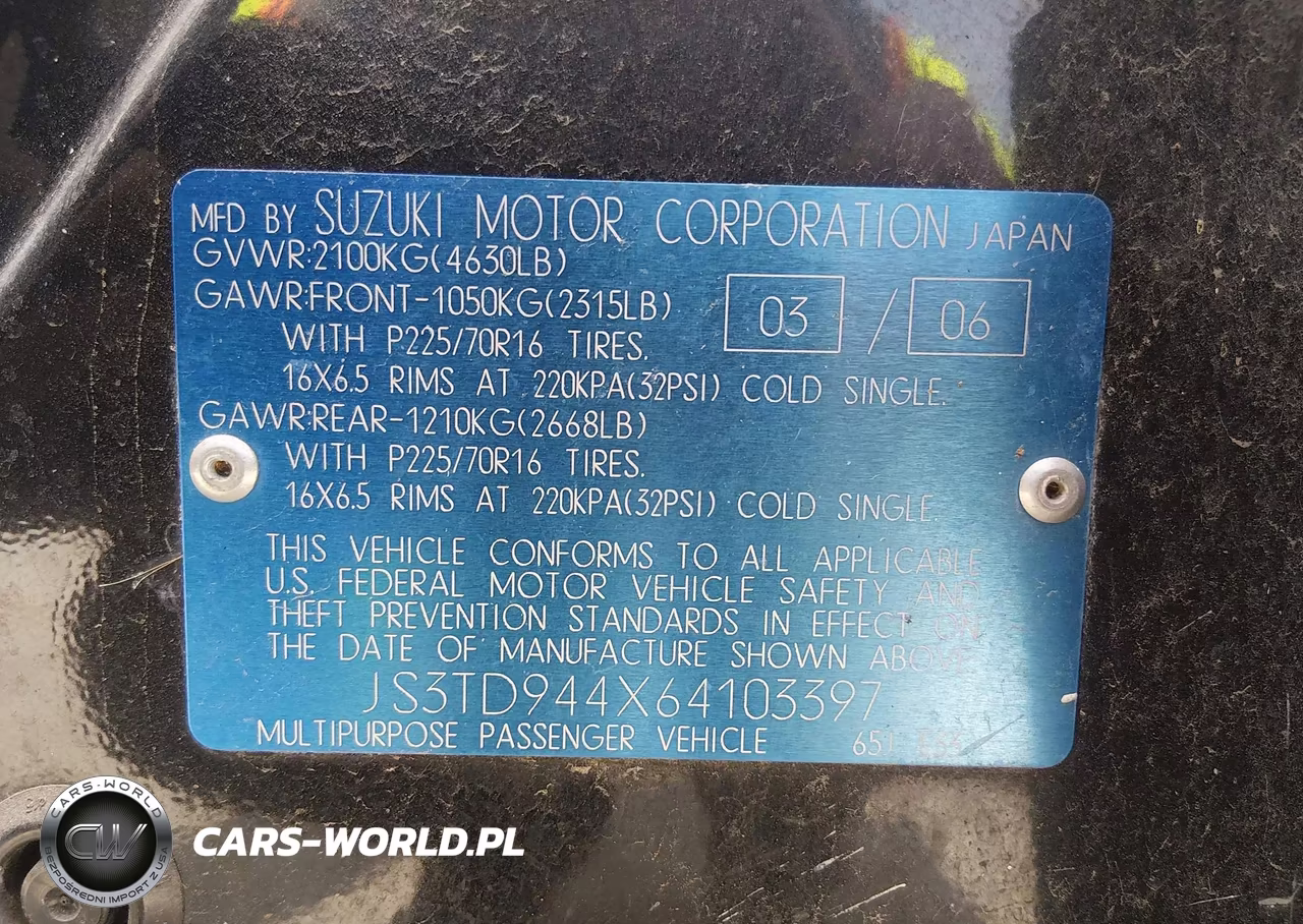 2006 Suzuki Grand Vitara Xsport VIN:JS3TD944X64103397 - 9
