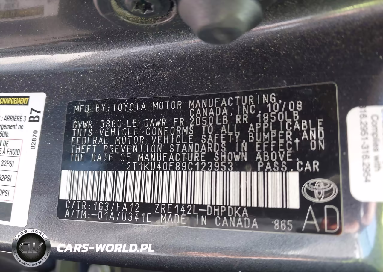 2009 Toyota Matrix VIN:2T1KU40E89C123953 - 9
