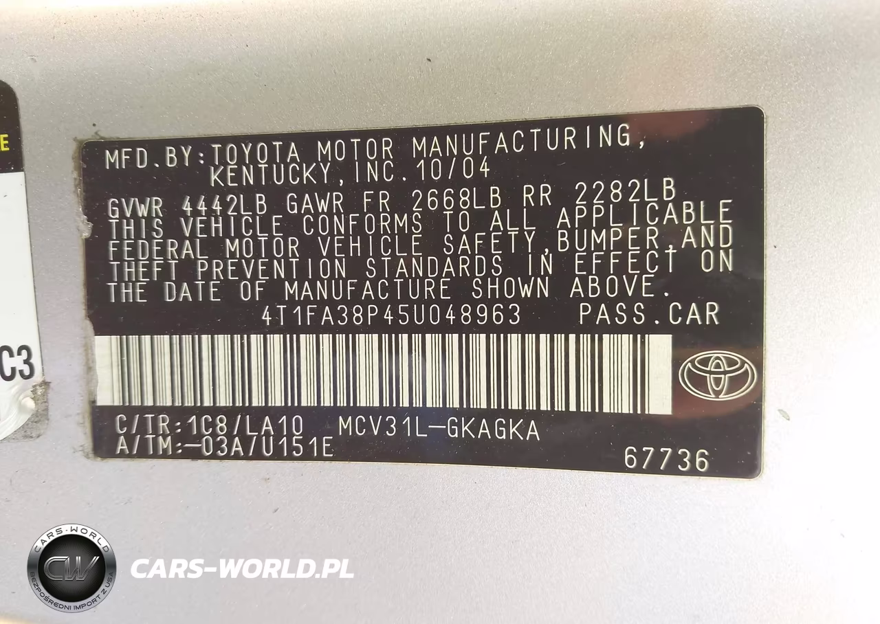 2005 Toyota Camry Solara Sle VIN:4T1FA38P45U048963 - 9
