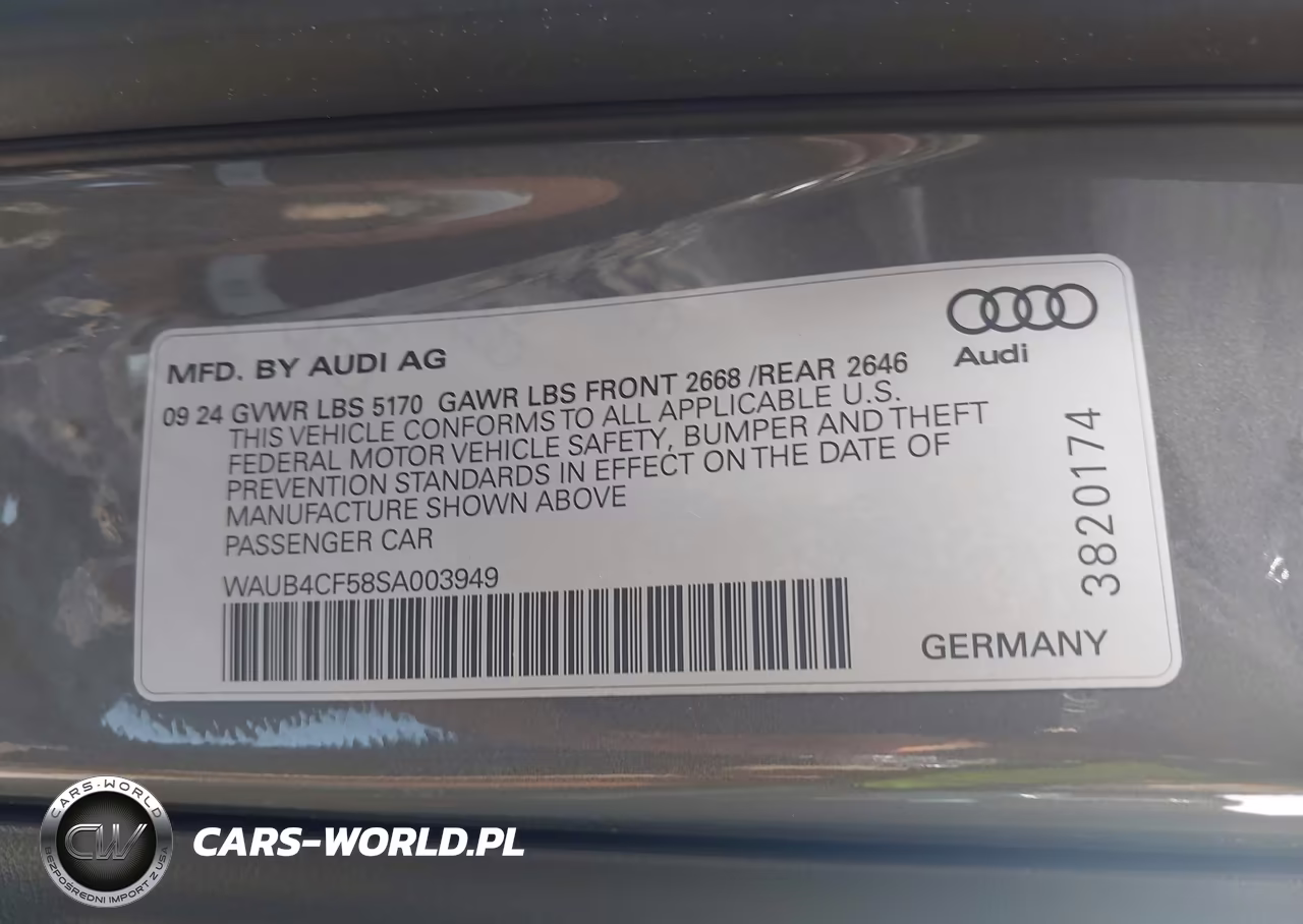 2025 Audi S5 Sportback Premium Tfsi Quattro Tiptronic VIN:WAUB4CF58SA003949 - 9