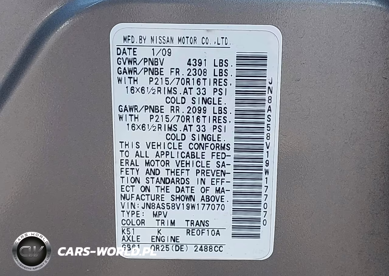 2009 Nissan Rogue S VIN:JN8AS58V19W177070 - 9