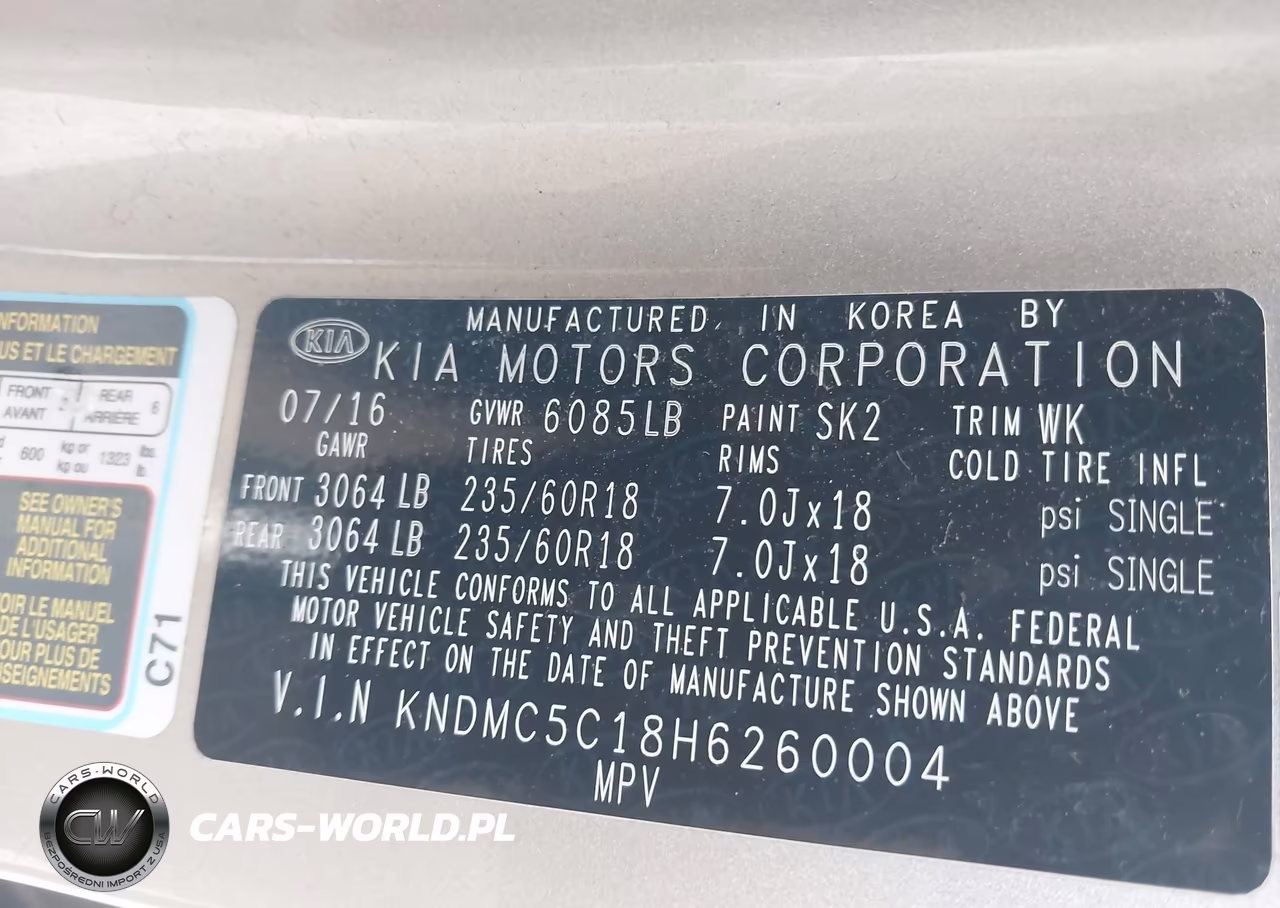 2017 Kia Sedona Ex VIN:KNDMC5C18H6260004 - 9