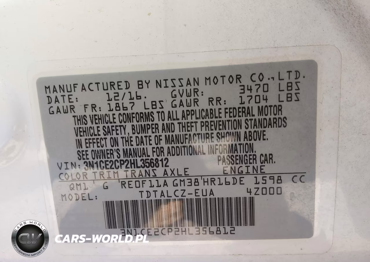 2017 Nissan Versa Note S Plus VIN:3N1CE2CP2HL356812 - 9