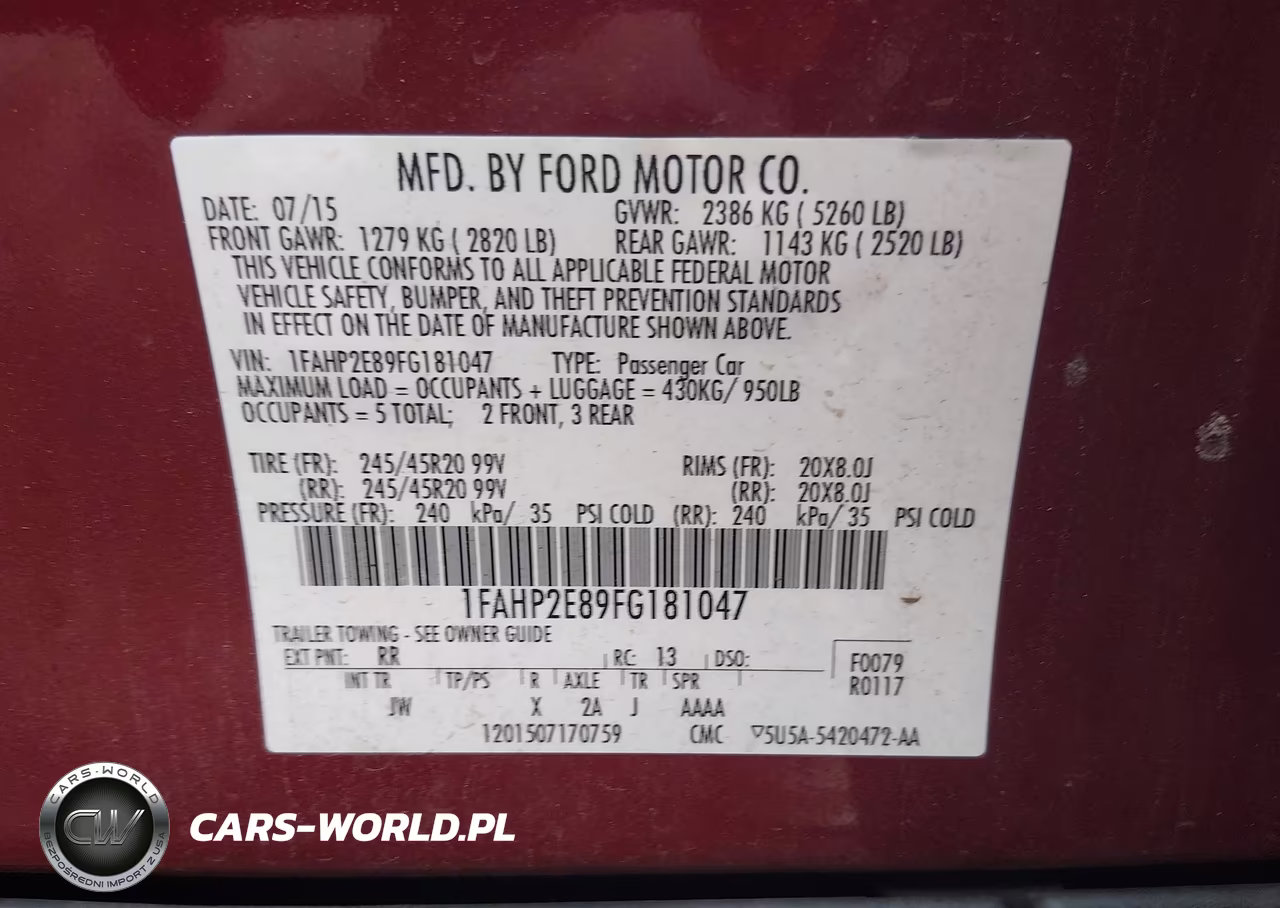 2015 Ford Taurus Sel VIN:1FAHP2E89FG181047 - 9