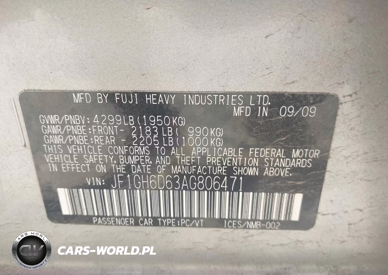 2010 Subaru Impreza Outback Sport VIN:JF1GH6D63AG806471 - 9