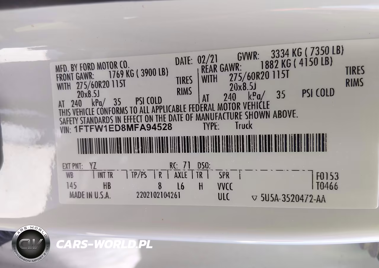2021 Ford F-150 Lariat VIN:1FTFW1ED8MFA94528 - 9