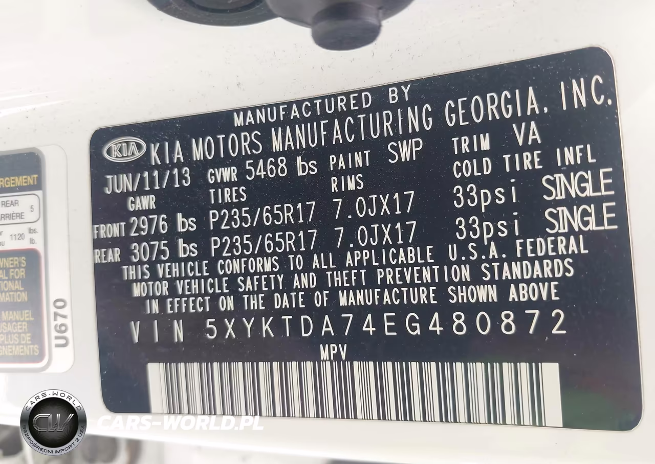 2014 Kia Sorento Lx V6 VIN:5XYKTDA74EG480872 - 9