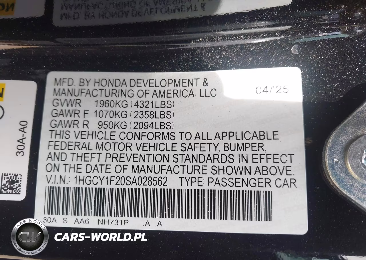 2025 Honda Accord Lx VIN:1HGCY1F20SA028562 - 9
