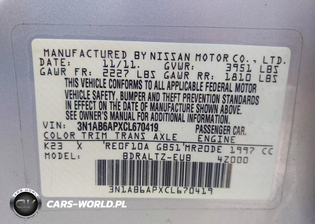 2012 Nissan Sentra 2.0 Sr VIN:3N1AB6APXCL670419 - 9