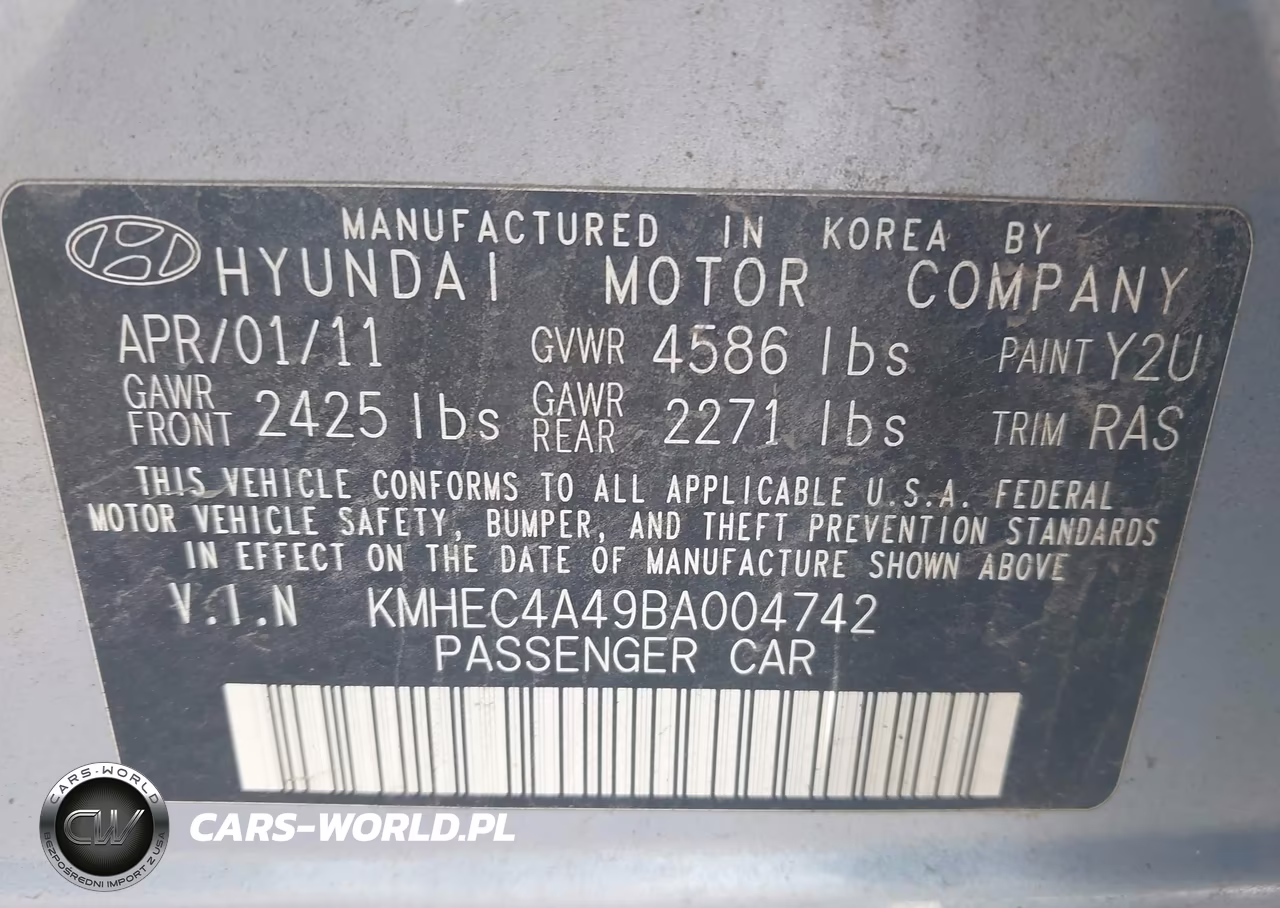 2011 Hyundai Sonata Hybrid VIN:KMHEC4A49BA004742 - 9