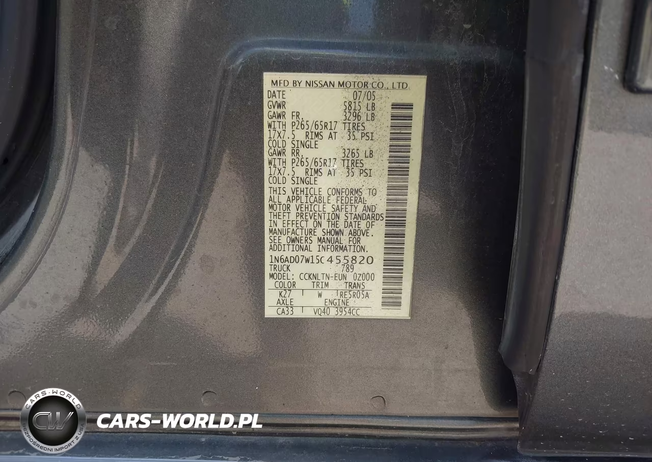 2005 Nissan Frontier 4Wd Le VIN:1N6AD07W15C455820 - 9