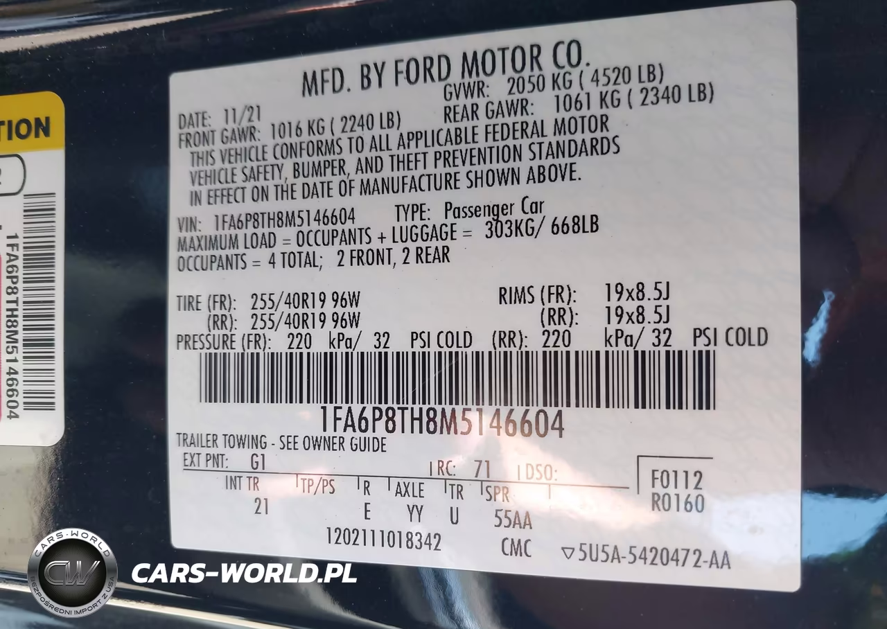 2021 Ford Mustang Ecoboost Fastback VIN:1FA6P8TH8M5146604 - 9