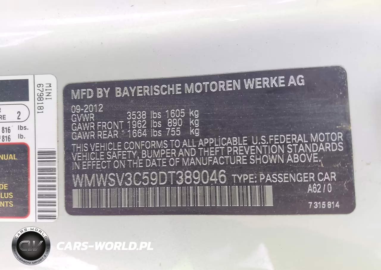 2013 Mini Hardtop Cooper S VIN:WMWSV3C59DT389046 - 9