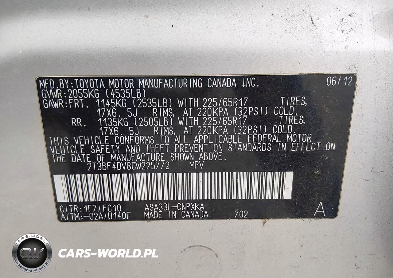 2012 Toyota Rav4 VIN:2T3BF4DV8CW225772 - 9