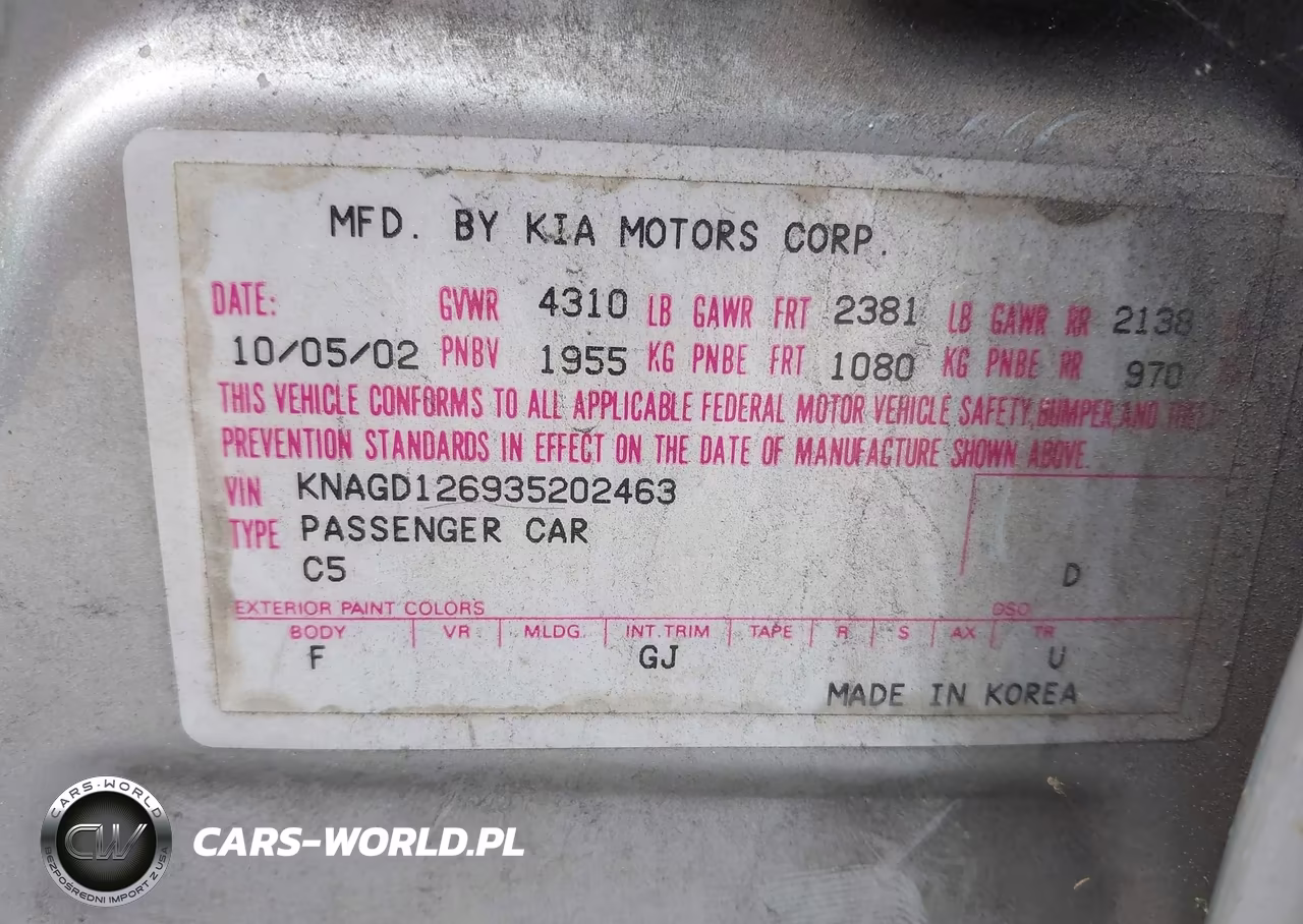 2003 Kia Optima Lx-Se VIN:KNAGD126935202463 - 9