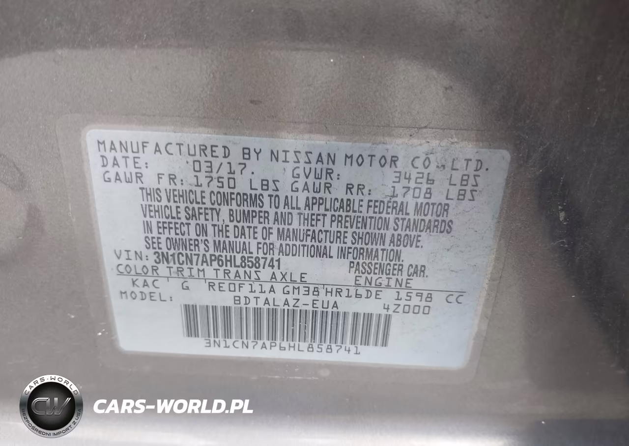 2017 Nissan Versa 1.6 S+ VIN:3N1CN7AP6HL858741 - 9