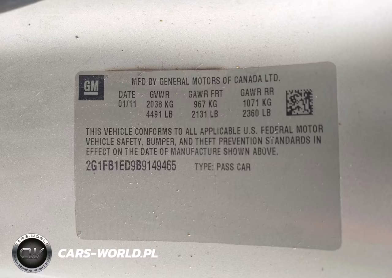 2011 Chevrolet Camaro 1Lt VIN:2G1FB1ED9B9149465 - 9