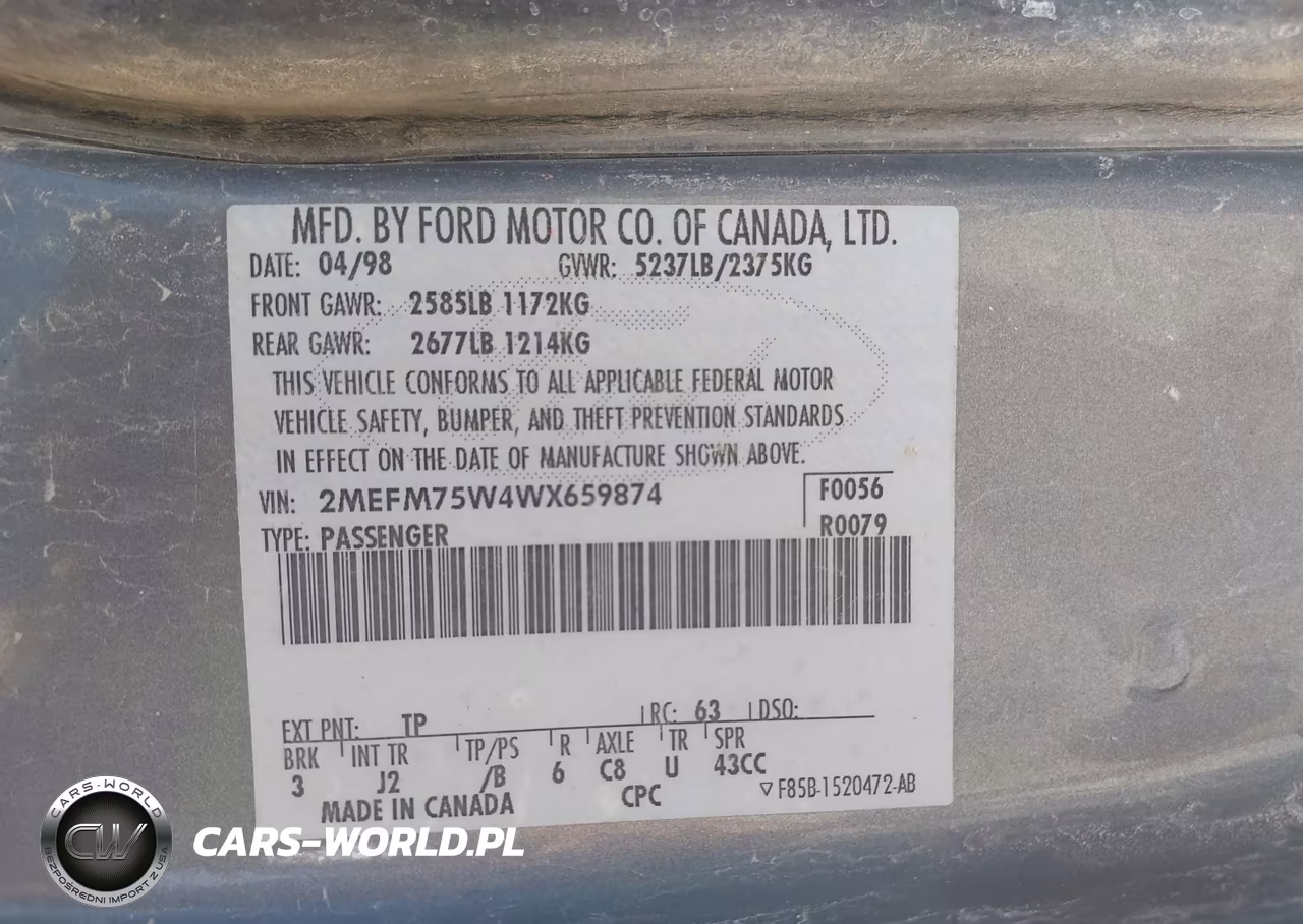 1998 Mercury Grand Marquis VIN:2MEFM75W4WX659874 - 9