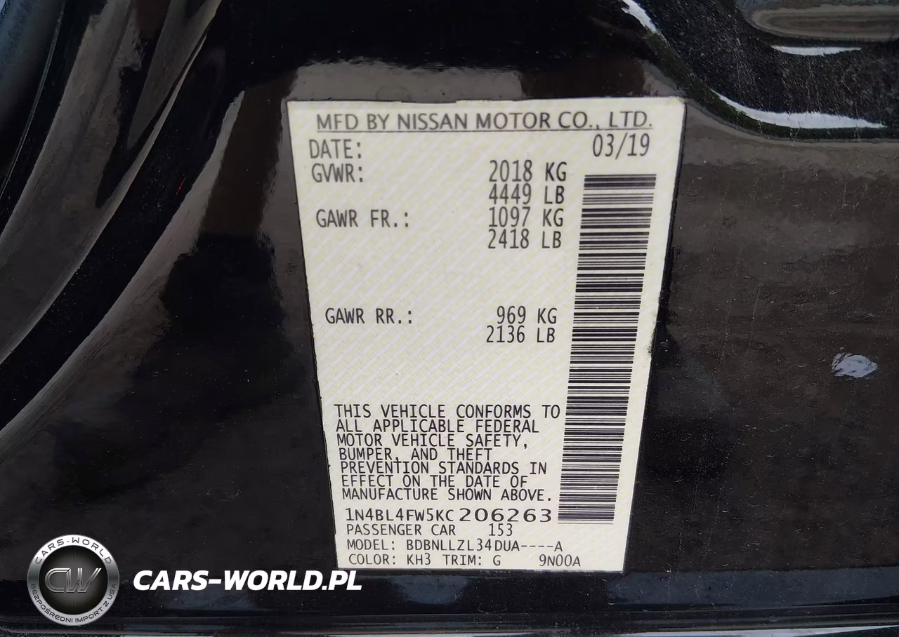 2019 Nissan Altima 2.5 Platinum VIN:1N4BL4FW5KC206263 - 9
