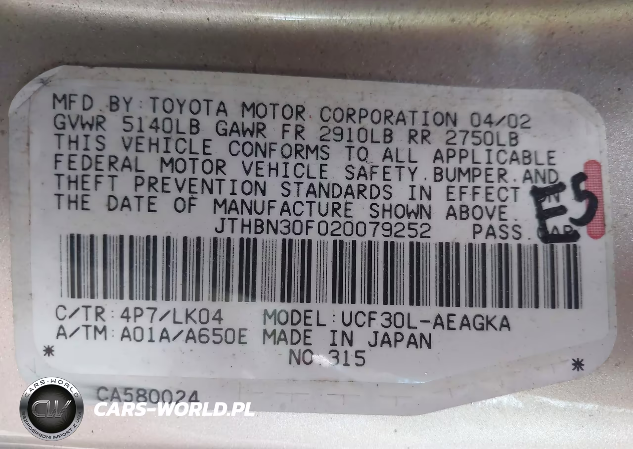 2002 Lexus Ls 430 VIN:JTHBN30F020079252 - 9