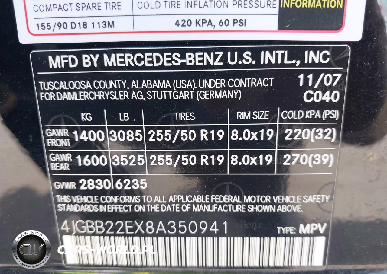 2008 Mercedes-Benz M-Class 3.0L Cdi VIN:4JGBB22EX8A350941 - 9